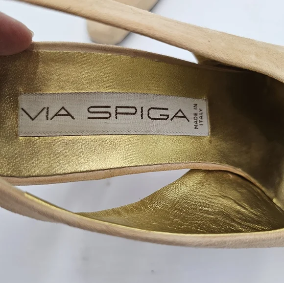 Vintage Peach Suede Via Spiga Slingbacks sz 8 - Picture 4 of 6